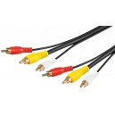 C&acirc;ble de connexion audio vid&eacute;o composite, 3x RCA avec c&acirc;ble vid&eacute;o RG59
